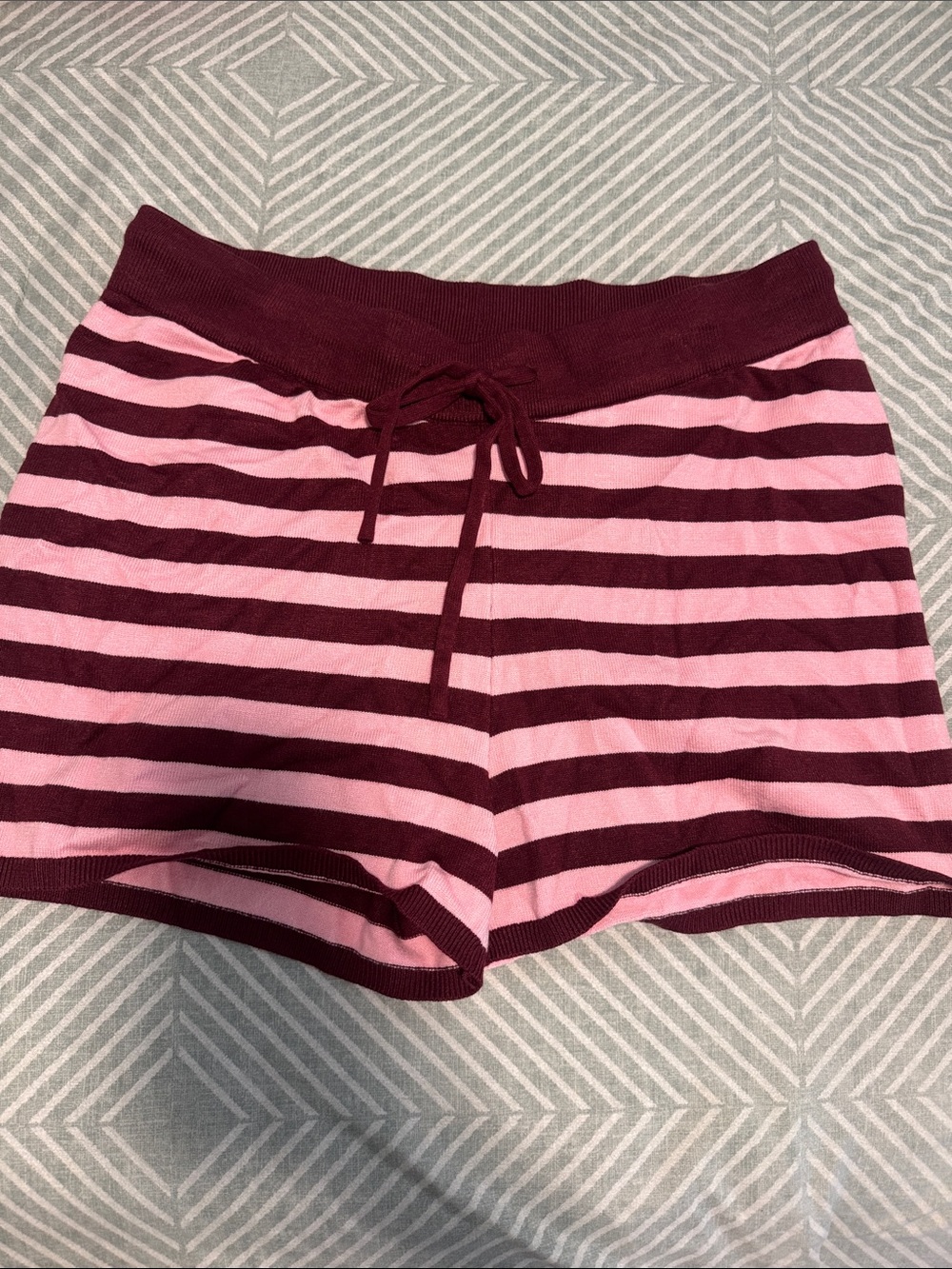 Forever 21 Maroon & Pink Striped Knit Lounge Shorts